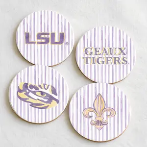 Purple Striped Ceramic Coasters
