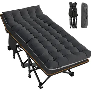 Folding Camping Cot, Extra Wide Heavy Duty Sleeping Cots with Carry Bag, Double Layer Oxford Portable Travel Camp Cots for Home, Office Nap and Outdoor Beach