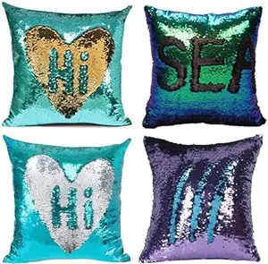 MOCOFO 4 Pack Magic Color change Glitter Sequins Pillow 16X16'' kids room Decorative Pillow case