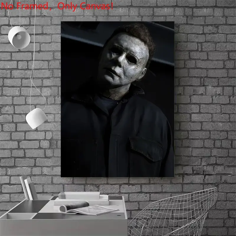 1 piece/set frameless canvas painting print poster, Unframed painting, Classic Movie scenes Poster art, Artwork, Michael Myers in the shadows, a perfect gift for Movie loves, ideal gift for bedroom, living room, kitchen, mural, wall & room decor
