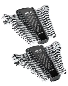 【fathersdaygift】Combination Wrench Set 30 PCS SAE 1/4" to 1", Metric 8mm to 24mm Organizer Rack