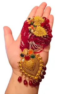 Traditional Nepali custom Hydro Potay mala with earrings 24k gold plated- 24k gold plated Necklace set.