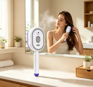Cordless Steam Hair Straightening Brush Rechargeable Steam Hair Brush Hair Straightener Brush Fast Heating Anti Frizz Detangling Hair Styling Brush Anti Static Hot Comb Portable Hair Styler for Women Girls All Hair Types Beauty Gift
