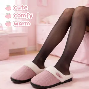 Warm Cozy Women's Pink Plush Slide Slippers Ultra Soft Fuzzy Lined for Indoor Outdoor Winter Yoga quita deva chanclas