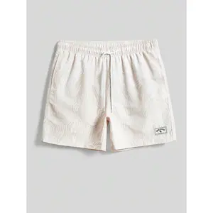 Swim Trunks For Men Drawstring Waist Security Pockets Lightweight 4-Way Stretch Letter Patches For Gym-To-Street,Beach VacationKhaki Fabric Non-Stretch Lined Beach Shorts