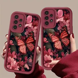 Flower Butterfly: High Bamboo Cases Are Suitable for Samsung Galaxy S26 S25 S24 S23 S22 S21 Fe Plus Ultra A13 A14 A15 A16 A17 A33 A34 A35 A36 A52 A53 A54 Note20 Series Smartphones.