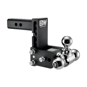 B&W TS10048B Trailer Hitches Tow & Stow Adjustable Tri-Ball Hitch Ball Mount Fits 2" Receiver 5" Drop 10,000 GTW
