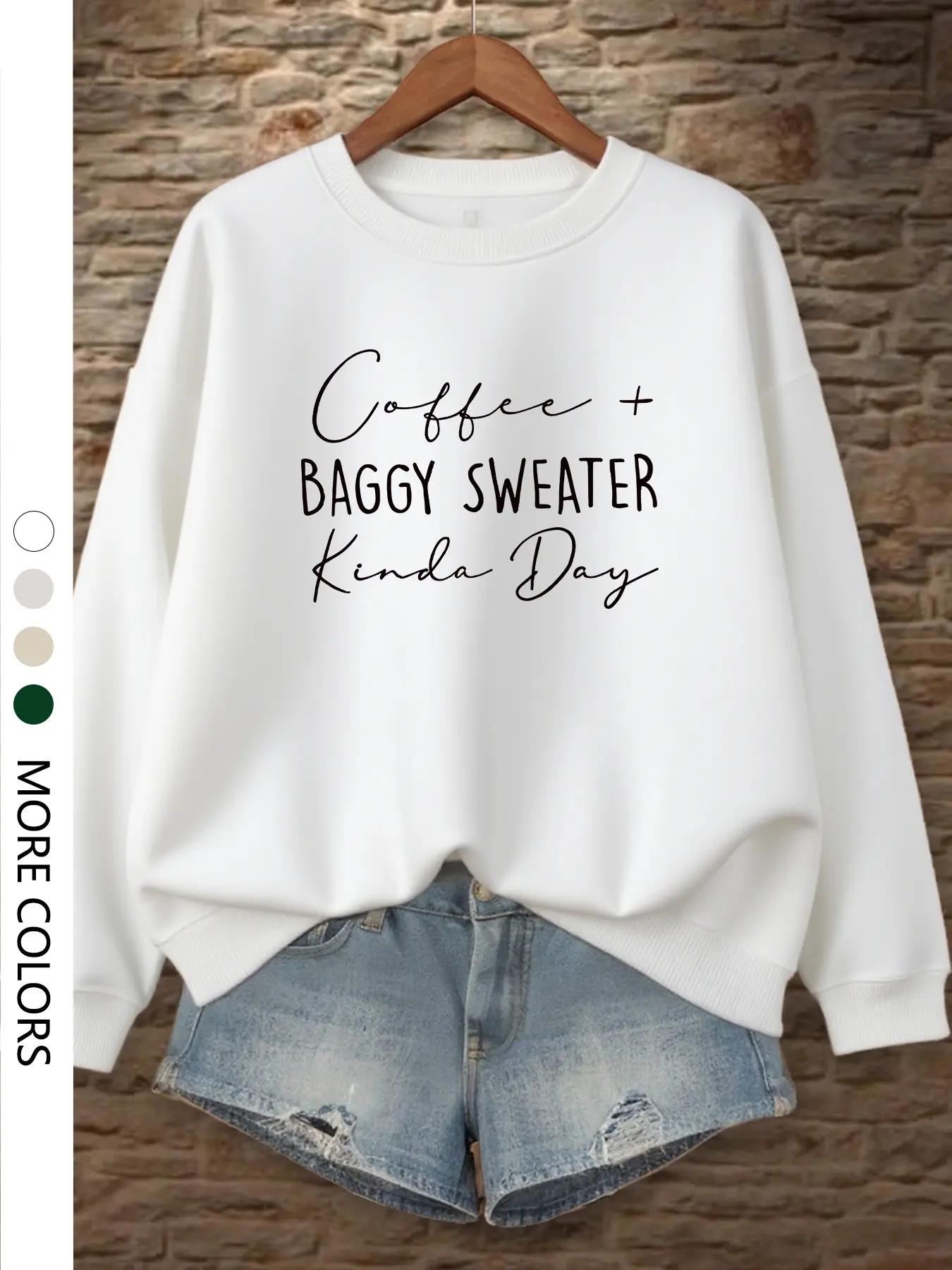 Women's Letter Print Drop Shoulder Round Neck Knit Fabric Baggy Sweatshirt, Knitwear, Casual Loose-Fitting Long Sleeve Pullover Tops for Autumn & Winter, Cozy Homewear for Daily Use, Piece