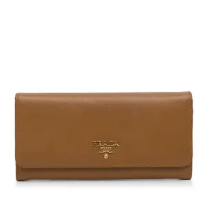 Pre-owned PRADA Leather x Calf small leather goods Prada	Saffiano Leather Lux Continental Wallet