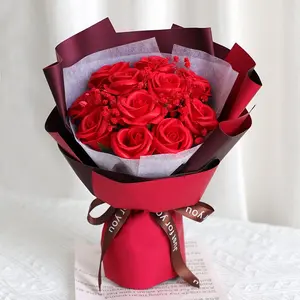 Carnation Rose Soap Flower Bouquet Gift Box, Preserved Flowers Packaging, Valentine's Day Gift for Girlfriend, Mother's Day Present