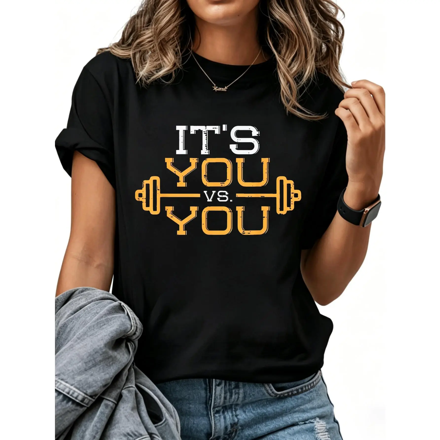 100% Cotton Its Vs You Workout Gym Workout Motivation Fitness Men Women T-Shirt Breathable Fabric