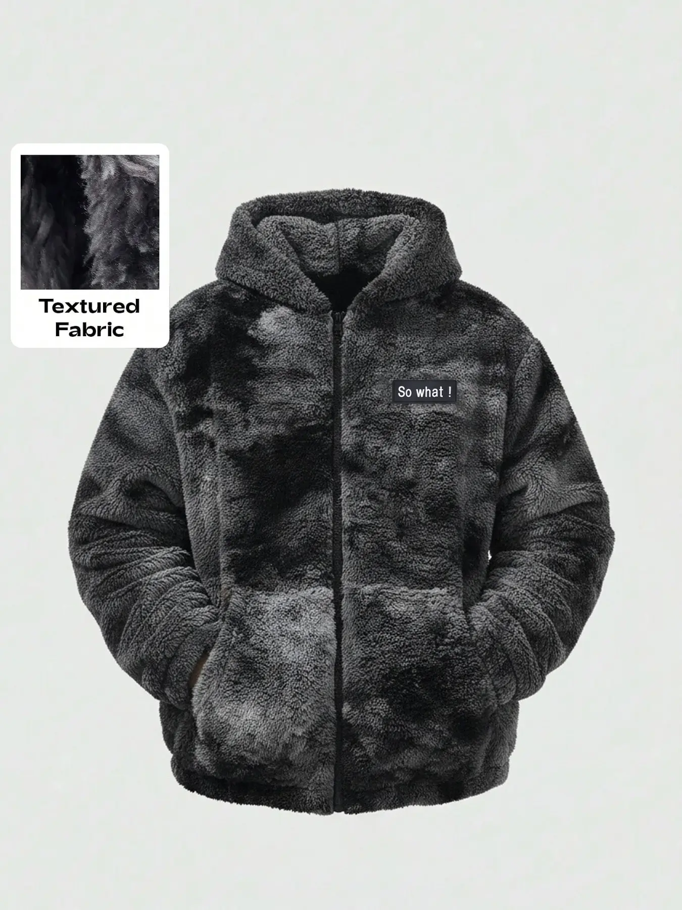 Fleece Hooded Long Sleeve Zipper Jacket, Trendy Design with Textured Fabric, Street, Vintage & Casual Style, Warm and Unique Fashion Aesthetics Zip Up Fleece