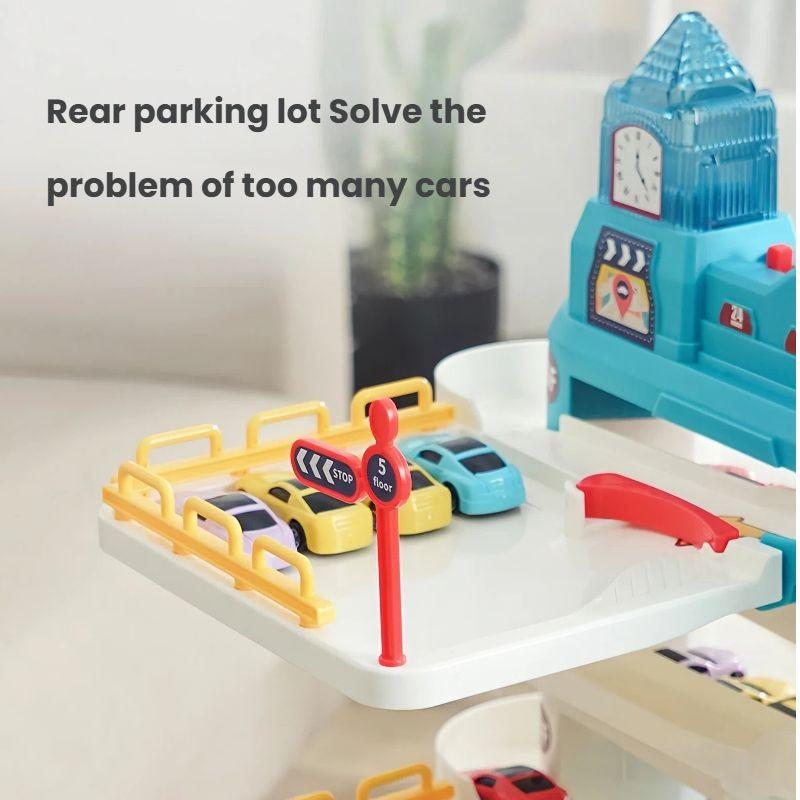 City Parking Lot-Parking Garage Toy Playset,Race Car Ramp Track Toys Sets Garage Playset with 4 Little Alloy Racer Cars Adventure Track,3Parking Levels Christmas Birthdays Gifts for Age 3 4 5 6 7 Boys Girls hot wheels garage toy pista de carros para niños