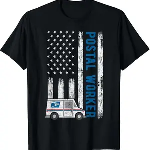 USA Flag Patriotic Postal Worker Mailman Mail Lady Gift Unisex T-Shirt Cotton Love Man Menswear