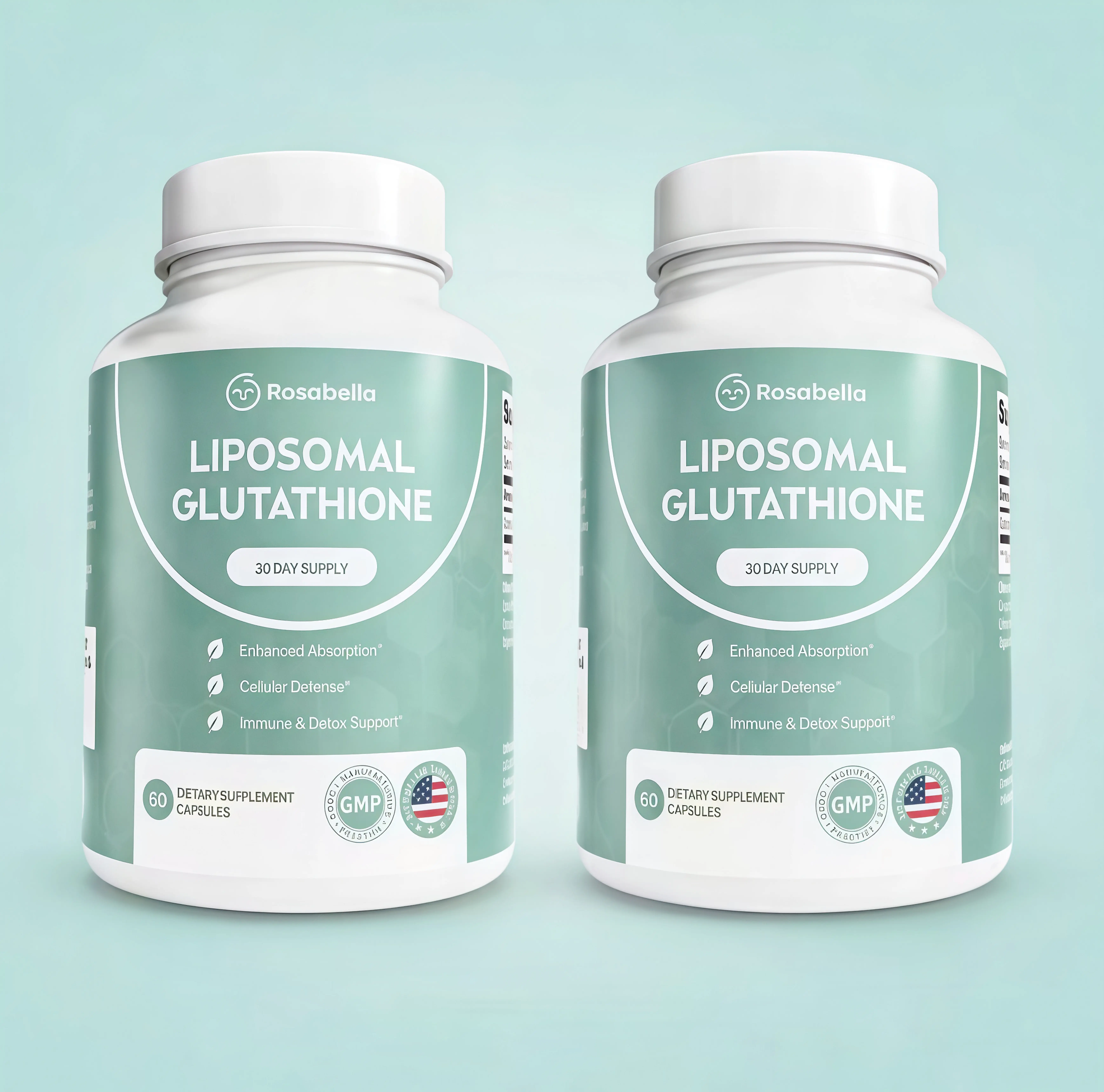 2 Piece Liposomal Glutathione Capsules WC– Skin Glow, Immune & Detox Support (60 Count) - Rosabella