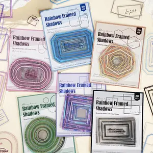 120 Sheets Minimalist Frame Sticker Pack Colourful Frame Text Theme Minimalist Style PET Waterproof Material Self Adhesive DIY Journal Decoration Scrapbook Notebook Material Sticker Pack