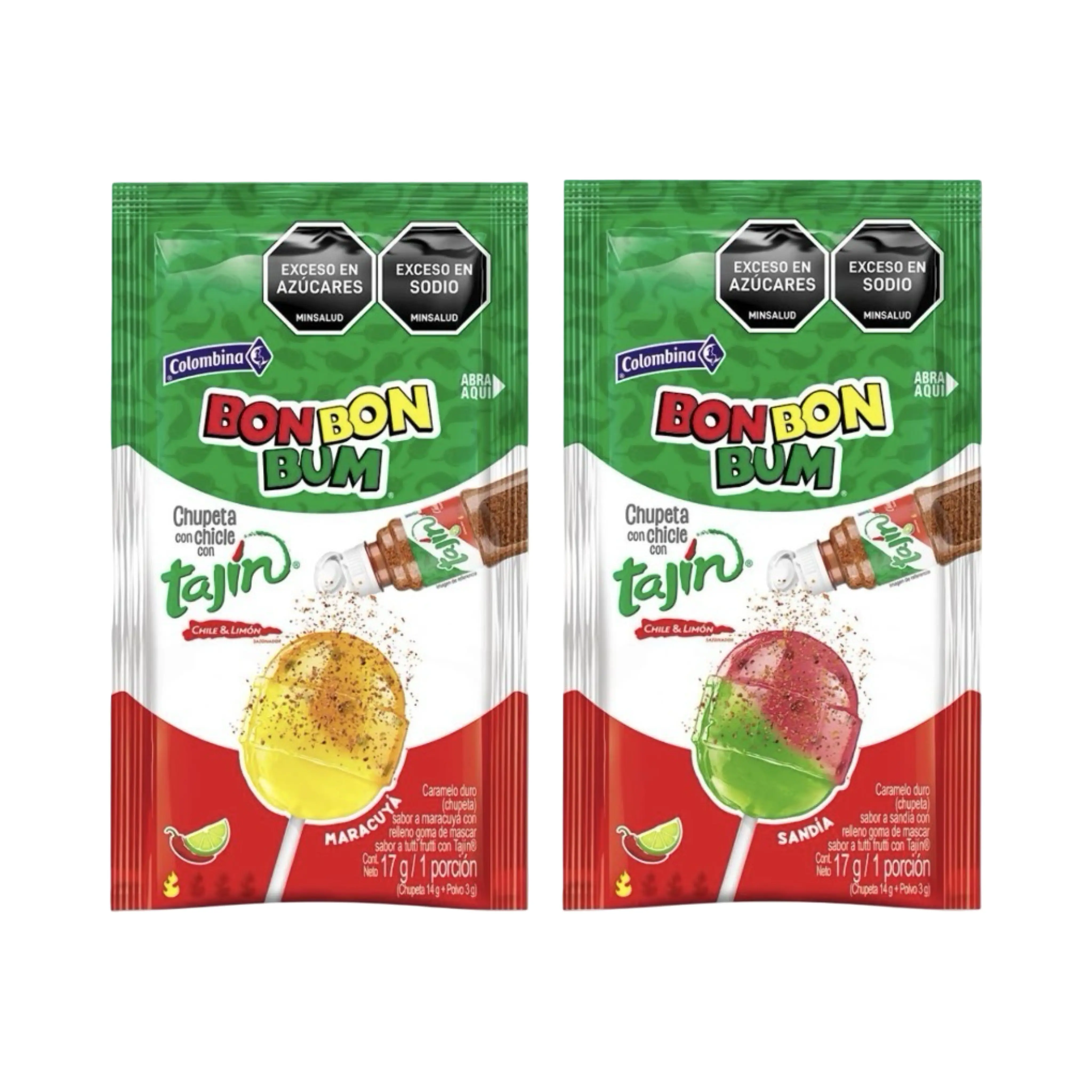 Colombina Bon Bon Bum Bubble Gum Lollipops (20 Pieces) Flavors of