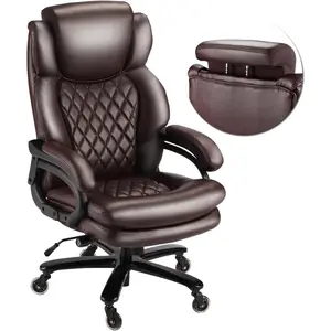 ARCH 800lbs Large Size Executive Office Chair for Heavy People Big and Tall Office Chair with Adjustable Headrest 360 Swivel Desk Chair with Heavy Duty Casters Computer Home Office Chairs (Brown)