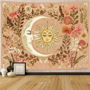 1pc Vintage Bohemian Dreamy Floral Embrace Tapestry - Decorative Wall Hanging For Living Room, Bedroom, Office, Garden, Home Decoration, Banner Flag For Room Decor, Decorative Party Decorations, Elegant Polyester Photo Backdrop For Party, Weddings funny