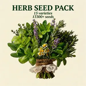 Ultimate 15 Herb Collection 13,325+ Heirloom Non-GMO Seeds High Germination Features Basil Mint Rosemary Sage Thyme Parsley Dill Chives Lavender Chamomile Tarragon Marjoram Lemon Verbena Oregano Cilantro Great for Gourmet Cooking & Beverages Plant Now