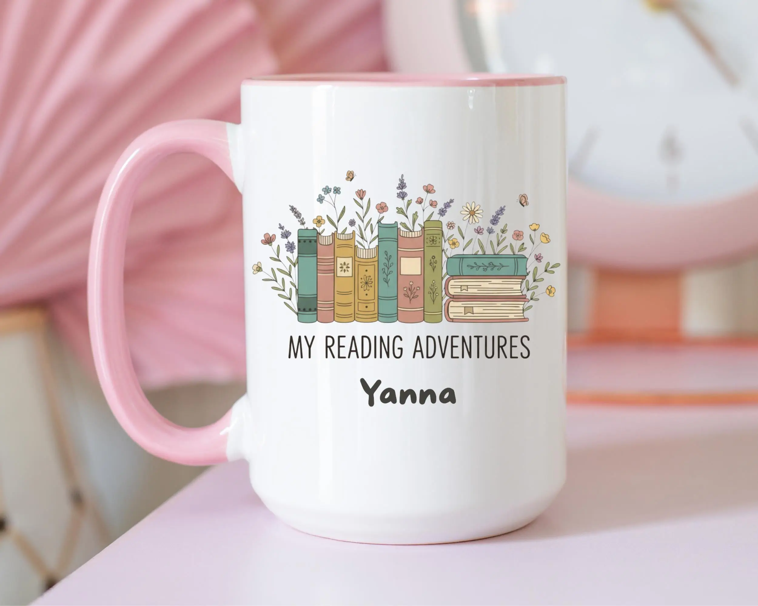 Personalized Reading Adventures Coffee Mug Gift For Book Lover Custom Name Cup For Student Teacher Librarian Birthday Present