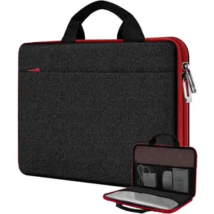 Laptop Case 13.3-14 inch Briefcase Handbag, Water-Resistant and Shockproof Computer Sleeve Compatible with MacBook Pro 14",  Air/Pro 13.3" and 13"-14" Notebooks Chromebooks,Black-red
