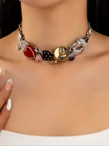 New Fashion Vintage Heart Flower Rabbit Bowknot Fairy Halloween Charm Irregular Necklace Jewelry, Unique Design Accessory, Exquisite Chain Jewelry, Fashion Jewelry Party