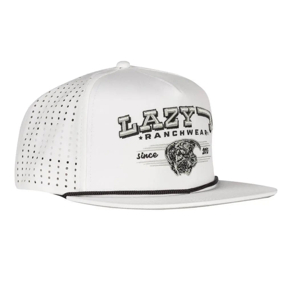 Lazy J White Hereford Bull Adjustable Trucker Hat - Unisex, Cowboy Snapback, Rope Detail, Flat-Bill Modern Cut, Performance Fabric, Breathable, Moisture-Wicking, Western OOTD, Country Boy Style, Wild West Outdoor Cap