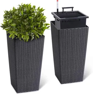 Gaomon Tall Modern Outdoor Planters with Planting Baskets, Drainage Holes, Automatic Watering, Convenient Water Inlet, Wheels, Weatherproof Durable Furniture