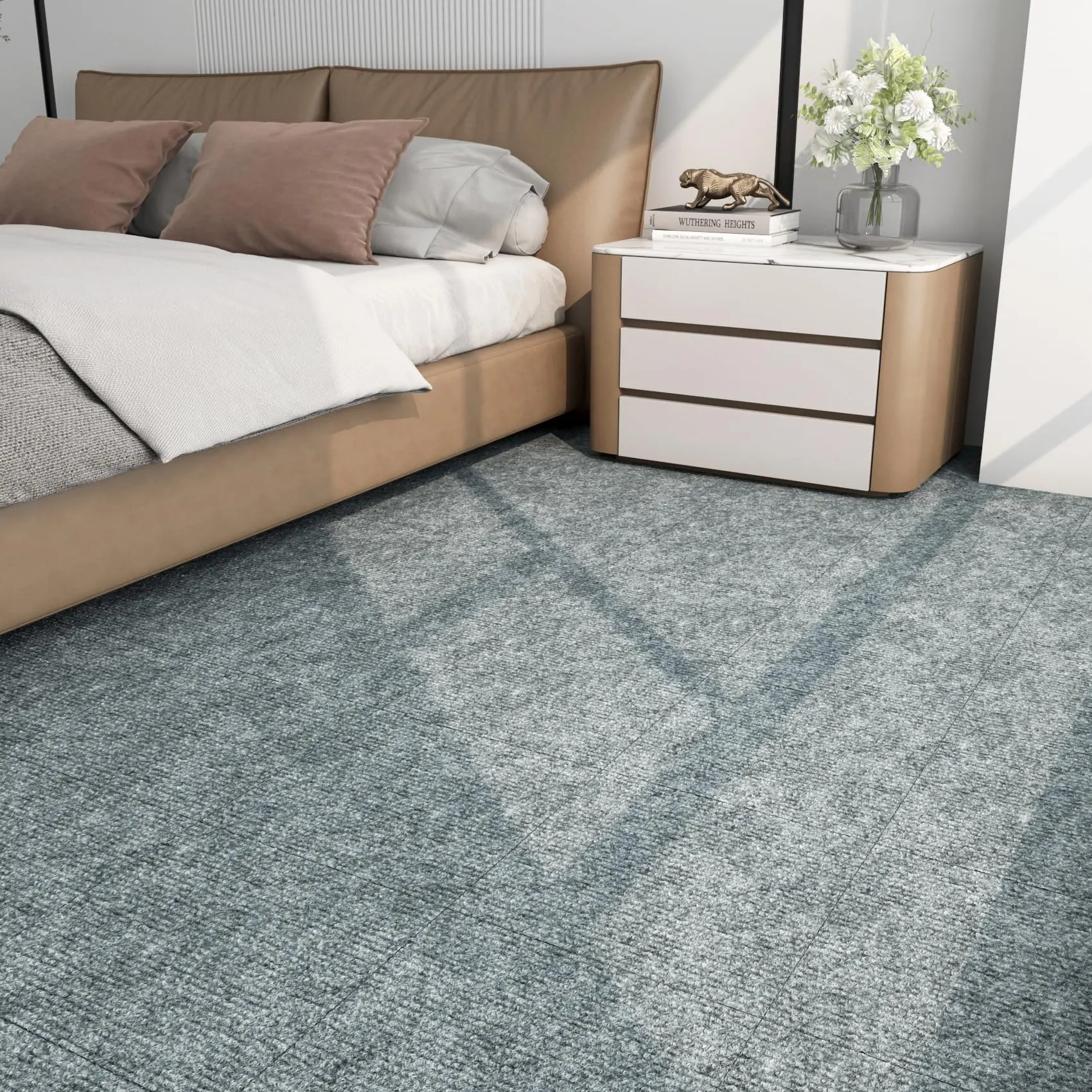 Peel and Stick Felt Carpet Tiles 15.7x78.7 in Self Adhesive Fabric Floor Stickers Waterproof Non Slip Soft Rug Runner for Bedroom Nursery Living Room Office Laundry Room Removable Renter Friendly Home Decor DIY Flooring Roll