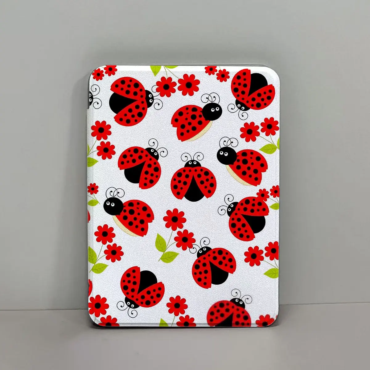 Hand-Drawn Ladybug & Bee Aesthetic Leather Tablet Case with Clear TPU Back - Auto-Wake/Sleep Function, Compatible with Kindle Paperwhite 12th Gen (7.0 in), 11th Gen (6.8 in), Basic 2022/2024 (6.0 in) E-Readers