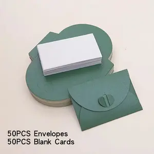 100pcs Pearl Hard Mini Envelopes with Blank Cards, Small Wedding Birthday Party Invitations, Handmade Blessing Cards for Valentine's Day, Custom Message Card