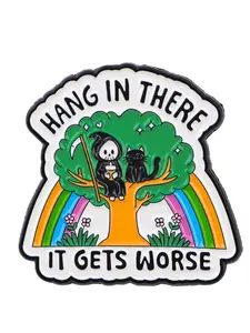 Skull & Cat Halloween Brooch Pin, Vintage Badge, Unique Cool Design, Fashion Accessory, Punk Style, All Seasons