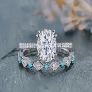 1set Charming Rose Gold Natural Turquoise Engagement Ring for Women, Perfect for Weddings, Anniversaries, and Special Gifts