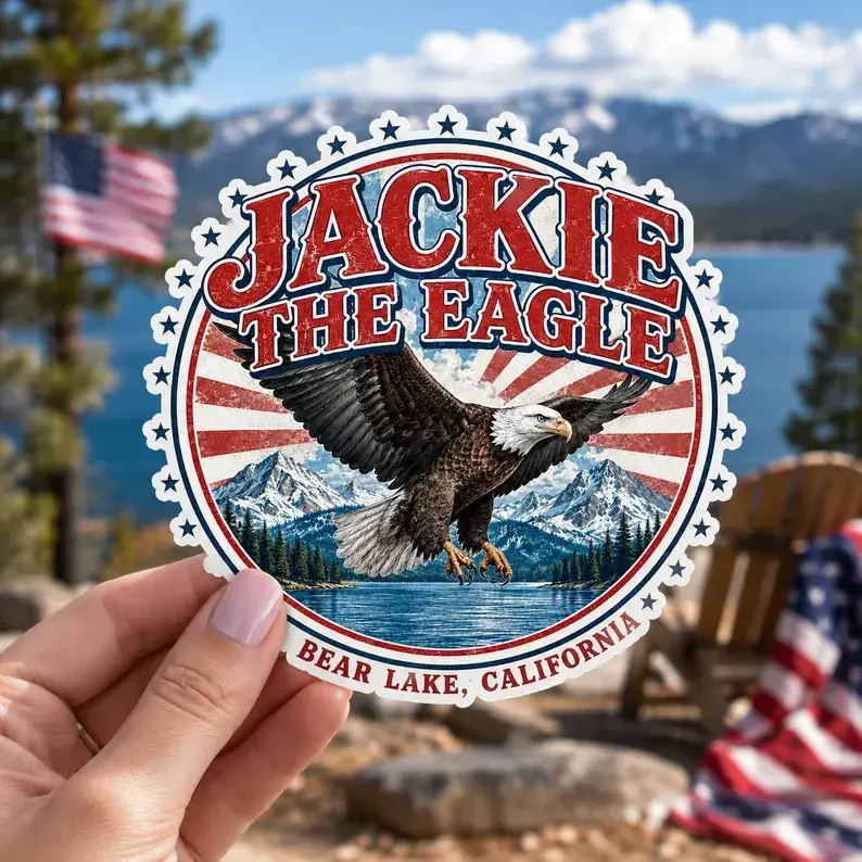 Jackie And Shadow Big Bear Eagle Sticker/Magnet, Jackie and Shadow Eagles Sticker, Bird Watcher Gift