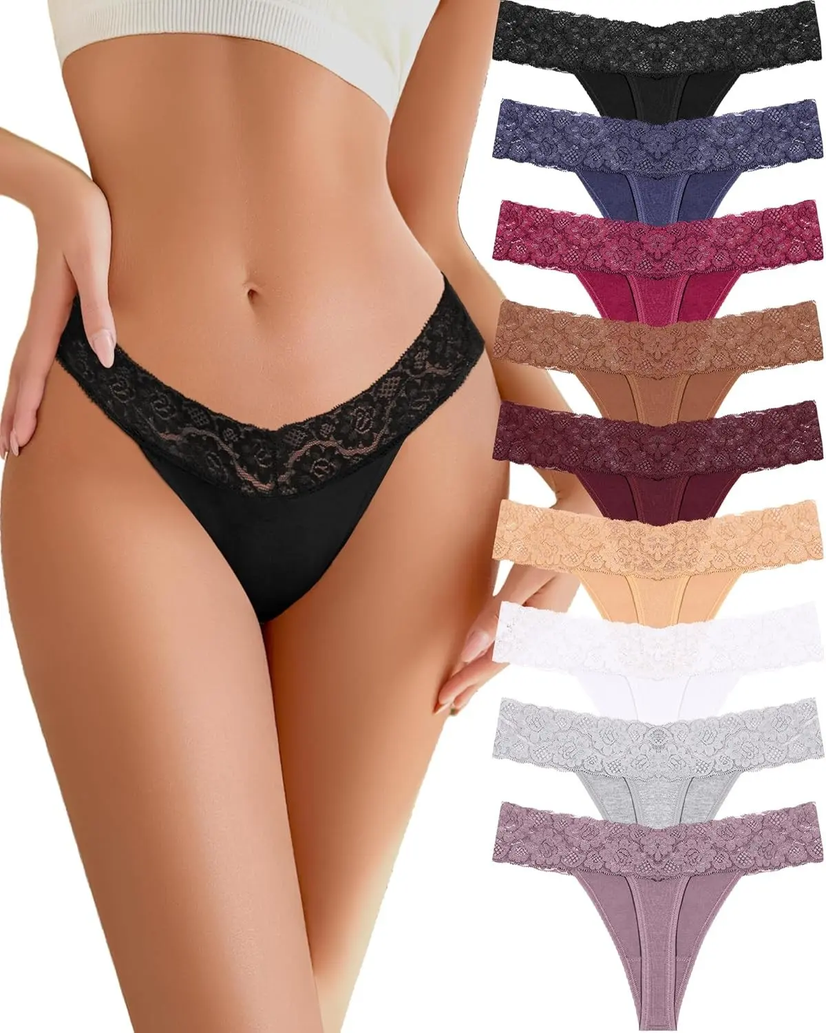 Cotton Underwear for Women Lace Sexy Soft Thongs Low Rise T-Back Lingerie Stretchy Ladies Panties