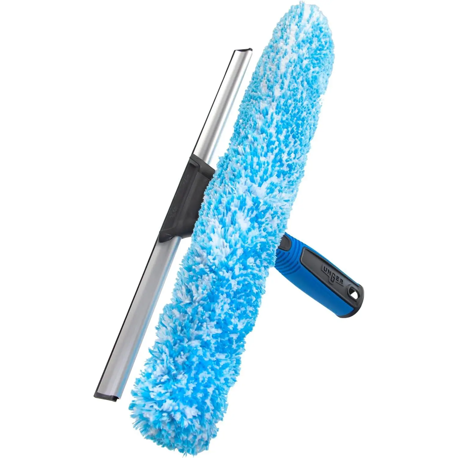 Unger Professional 14" Window Squeegee and Scrubber, 2-in-1 Glass Cleaning Tool with Reusable Microfiber Sleeve for Home & Commercial Use