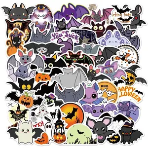 50 Pcs Halloween Pumpkin Stickers - Vinyl for Laptop, Luggage, Skateboard & Car - Ideal for Halloween Decor & Street Art