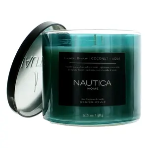 Nautica  14.5 oz Nautica Soy Wax Blend 3 Wick Candle - Costal Breeze Coconut & Aqua