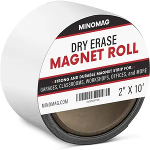 2" x 10' Dry Erase Magnet Roll Strong Magnetic Whiteboard Tape Roll Cut into Custom Label Strips and Sheets for Fridge or White Board 2 inch Wide by 10 Foot Long