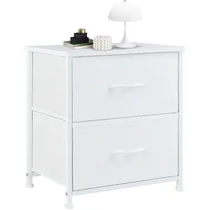 Nightstand, 2 Drawer Dresser for Bedroom, Small Dresser with 2 Drawers, Bedside Furniture, Night Stand, End Table with Fabric Bins for Bedroom, Closet, Entryway, College Dorm, Dark Grey