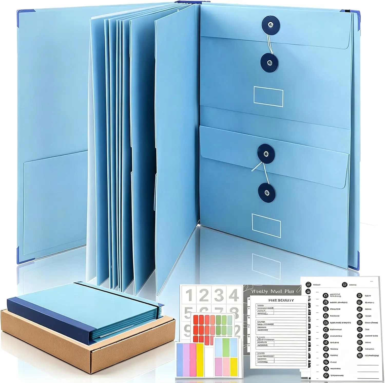 Extra-Thick Emergency Document Organizer, Important Paper Storage Binder with 12 Number Labels, Category Stickers & File Pockets,  Document Organizer for Home, Family Records, Certificates, Insurance Papers & Emergency Preparedness
