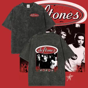 deftones S~5XL Oversize Unisex Washed T-Shirt for Women and Men's Unisex Fit Batik Cotton Oversize Streetwear Menswear  Super Soft Pre-Shrunk