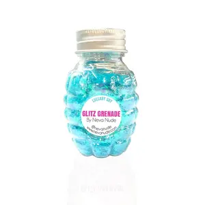 Lullaby Sky Aqua Blue Blacklight Cosmetic Glitter Glitz Keychain in Aloe Gel