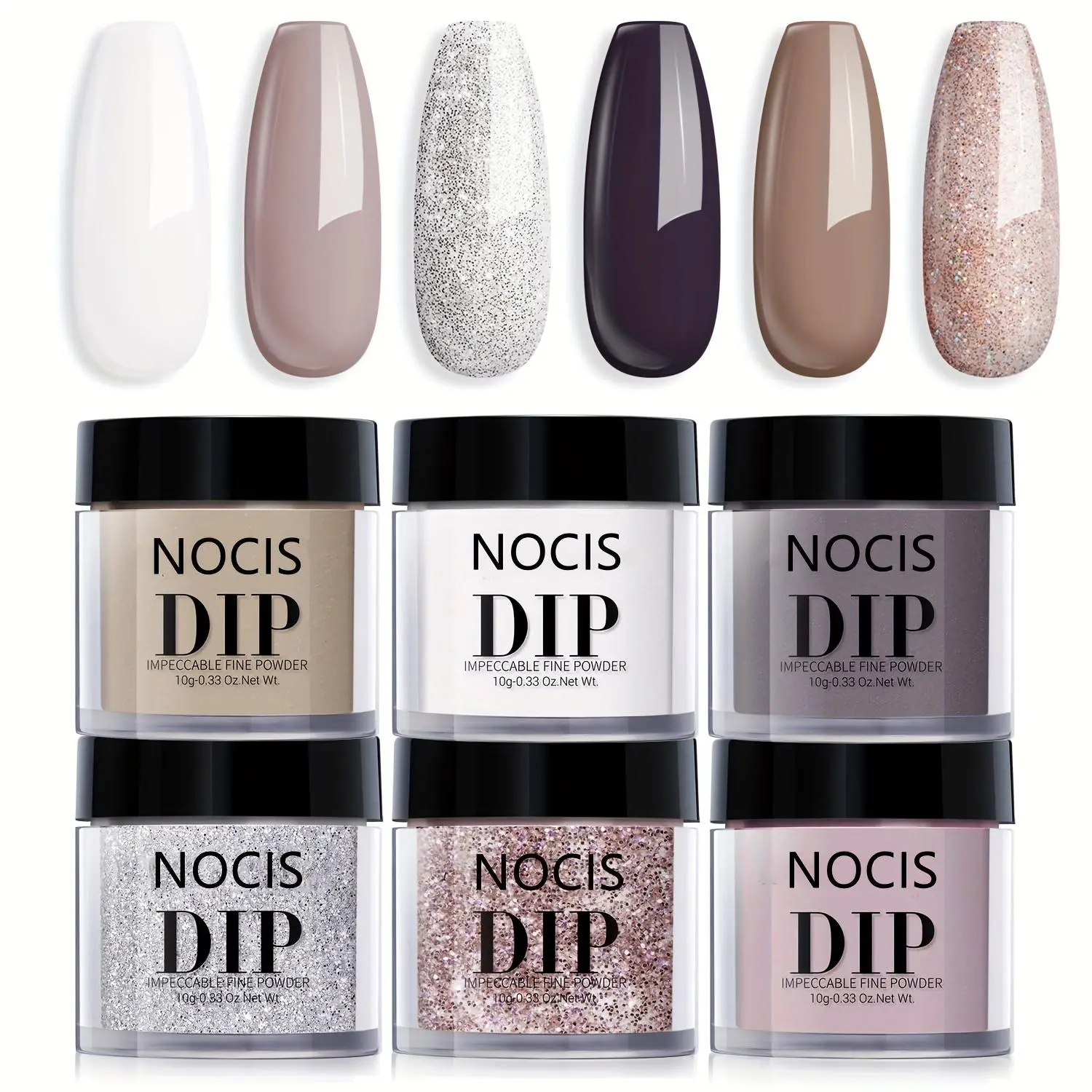Nail Dip Powder Set, 6 Counts/set Long-lasting Nail Powder, Nail Art, Manicure & Nail Polish for Nail Salon and Home, Party Decoration Nail Art, Christmas, Christmas Gift, Nail Art Products, Dip Powder Kit