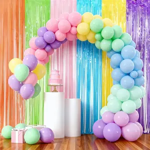 Pastel Unicorn Balloon Arch Kit Rainbow Fringe Curtain Backdrop Party Decor Set