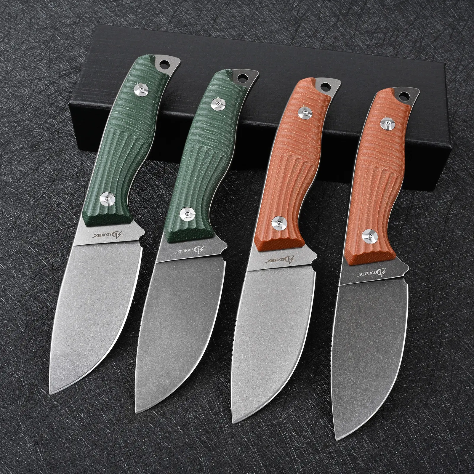 Fixed Blade Outdoor Survival Knife, DC53 Steel with Black Stone Wash Finish, G10 Handle, Kydex Sheath, 170g Lightweight Survival Equipment for Camping & EDC