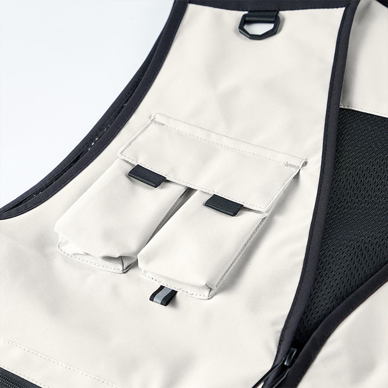 Men’s Color Block Multi-Pocket Utility Vest – Breathable Mesh-Lined Outdoor Cargo Vest