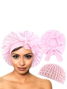 2pcs/set Hair Net Headband Set, Colorful Binding Sleep Cap, Flowing Scarf Hat, Comfortable Base Cap, Ideal for Daily Use