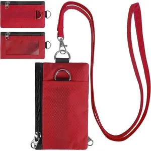 RFID Anti-theft Wallet, Simple Men's Wallet, Women's Small Wallet with Lanyard Keychain, ID Holder with Zipper for Cards, Coins, Travel Use, Waterproof